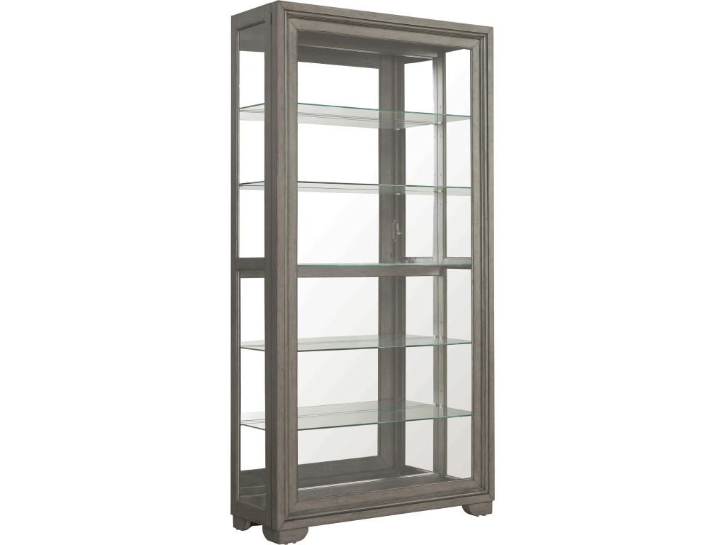 PFC Modern Wood Framed 5-Shelf Sliding Door Curio with LED Light - main image