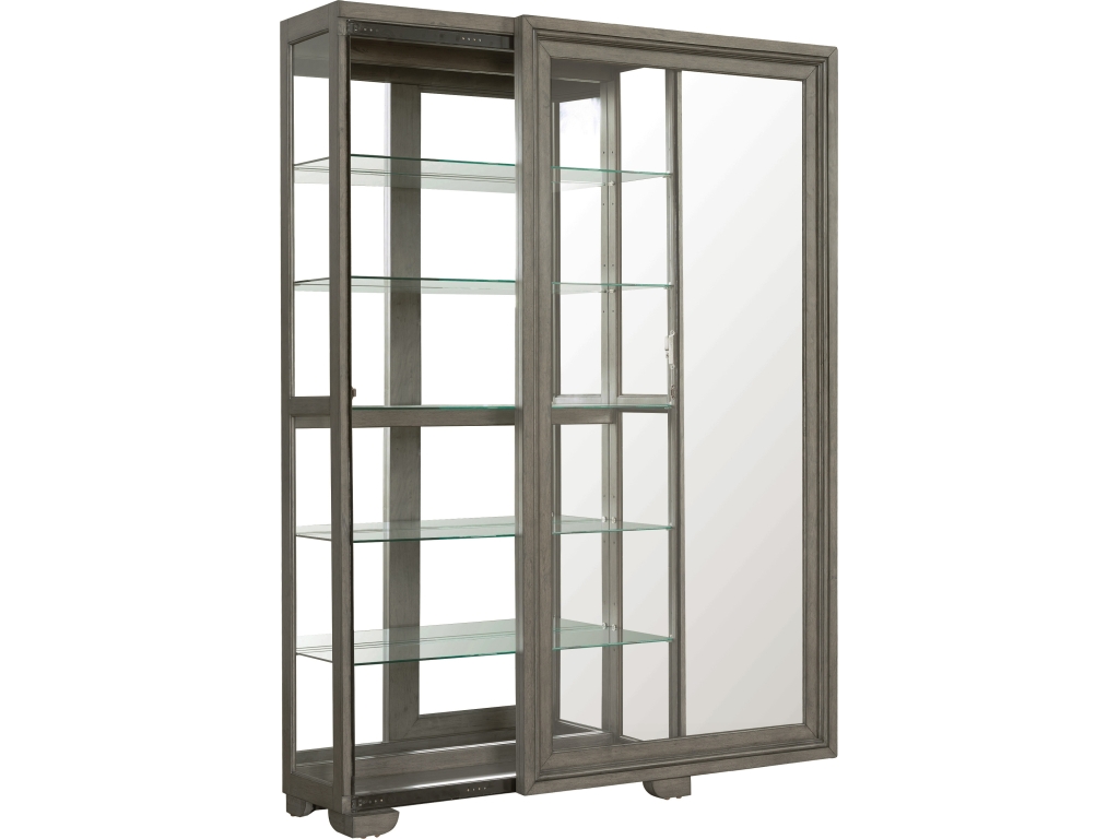 PFC Modern Wood Framed 5-Shelf Sliding Door Curio with LED Light - image 2