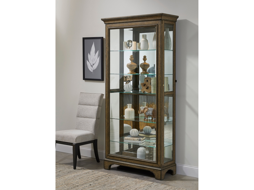 PFC Traditional Sliding Door Curio with Glass Shelves and LED Light - image 5