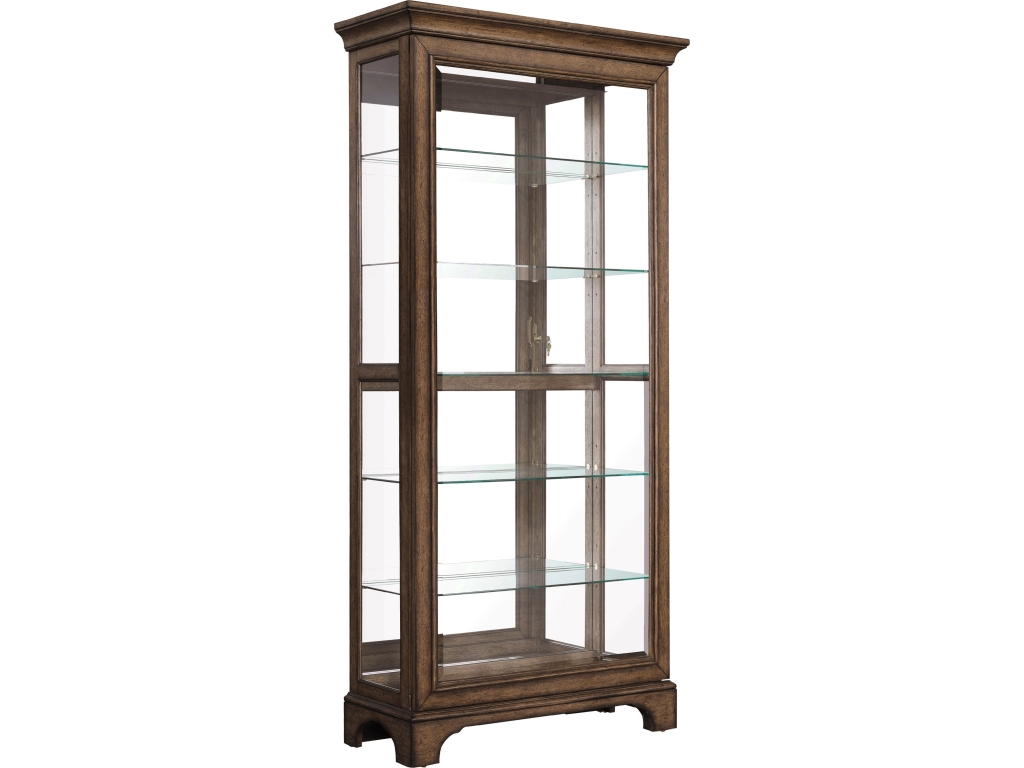 PFC Traditional Sliding Door Curio with Glass Shelves and LED Light - main image