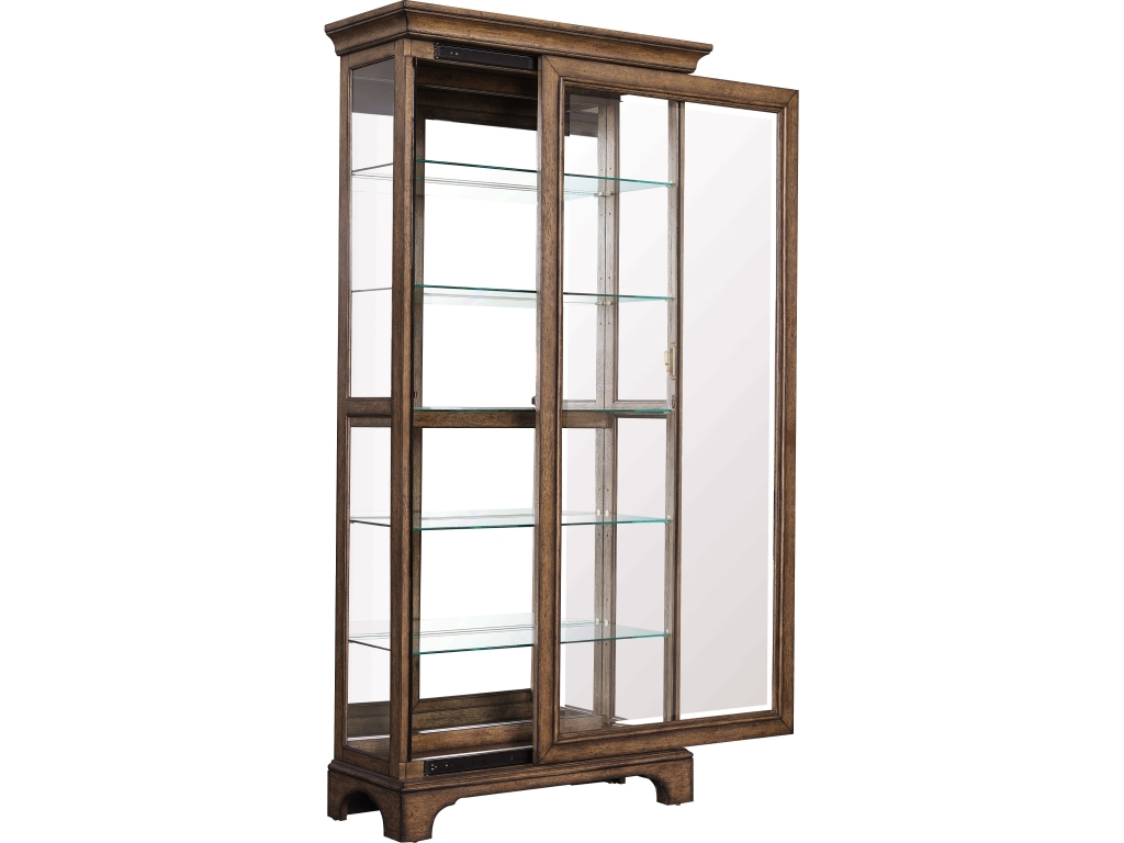 PFC Traditional Sliding Door Curio with Glass Shelves and LED Light - image 2