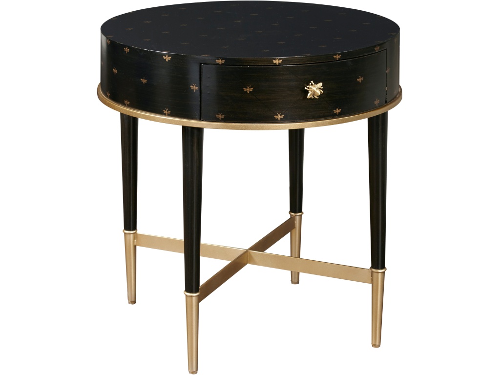 Soft Black Round Accent Table with Storage - main image