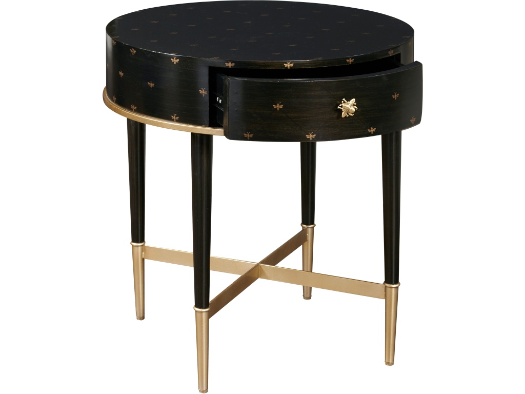 Soft Black Round Accent Table with Storage - image 1