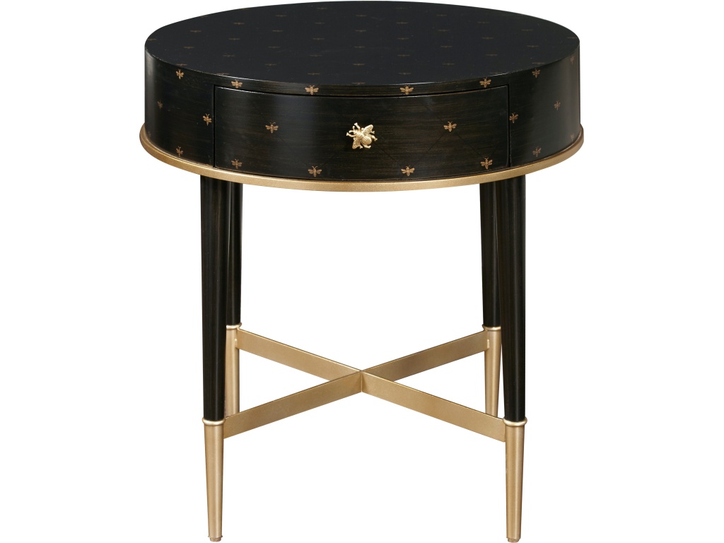 Soft Black Round Accent Table with Storage - image 2