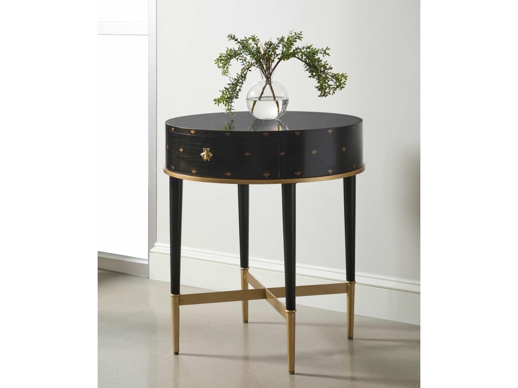 Soft Black Round Accent Table with Storage - image 4