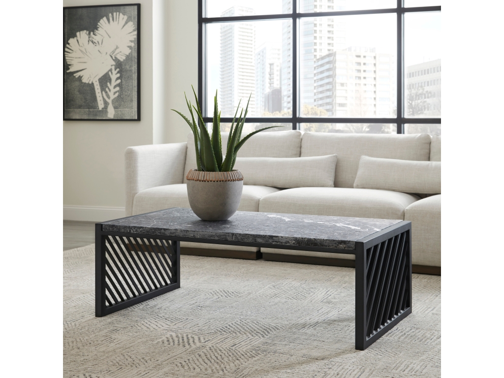 PFC Modern Industrial Stone Top Cocktail Table - image 4