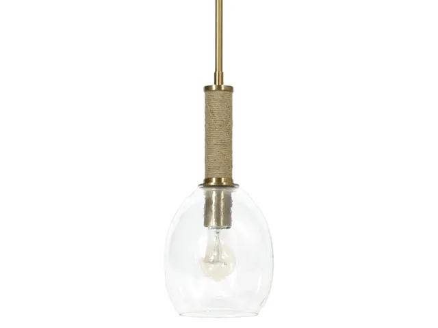 Bronson Glass Pendant, Brass
