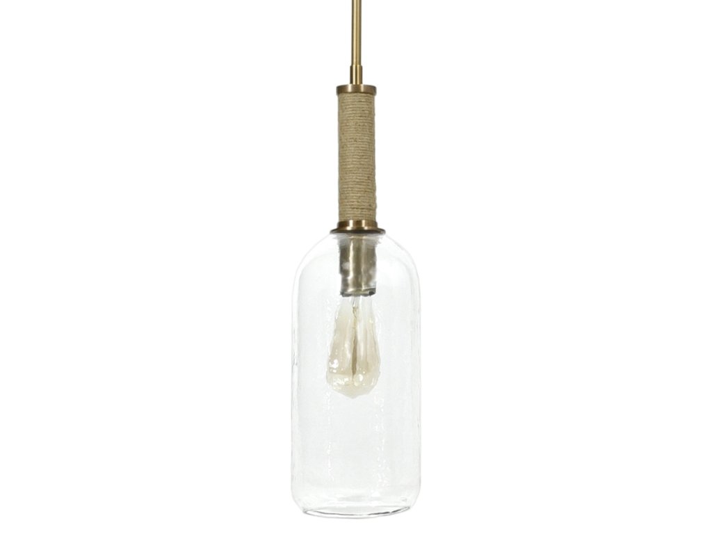Bronson Glass Pendant Long, Brass - main image