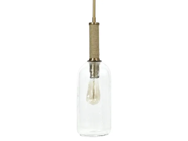 Bronson Glass Pendant Long, Brass