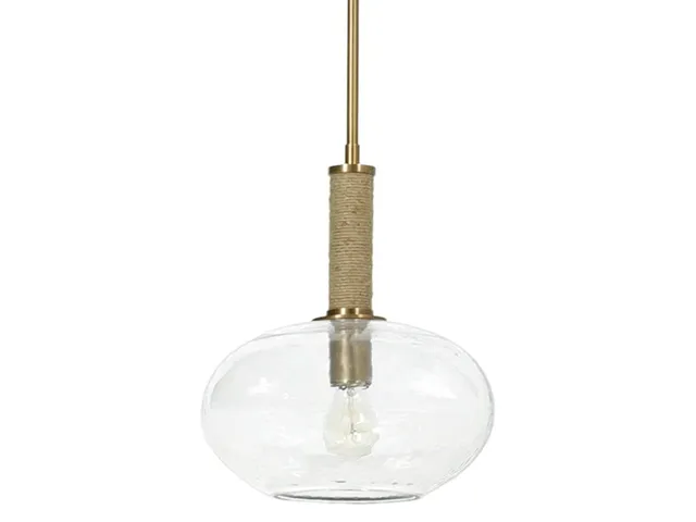 Bronson Glass Pendant Wide, Brass