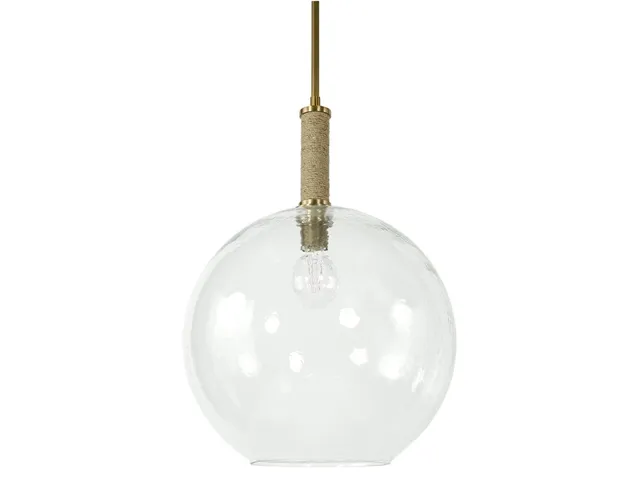 Bronson Glass Pendant Large Globe, Brass