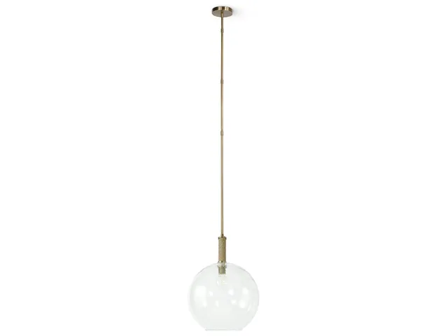 Bronson Glass Pendant Large Globe, Brass