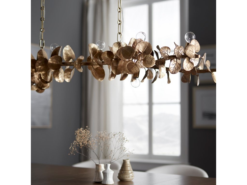 Eucalyptus Leaf Brass Chandelier - image 3