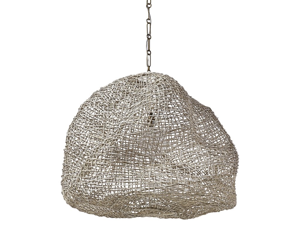 Andorra Wicker Pendant, Large, White - main image