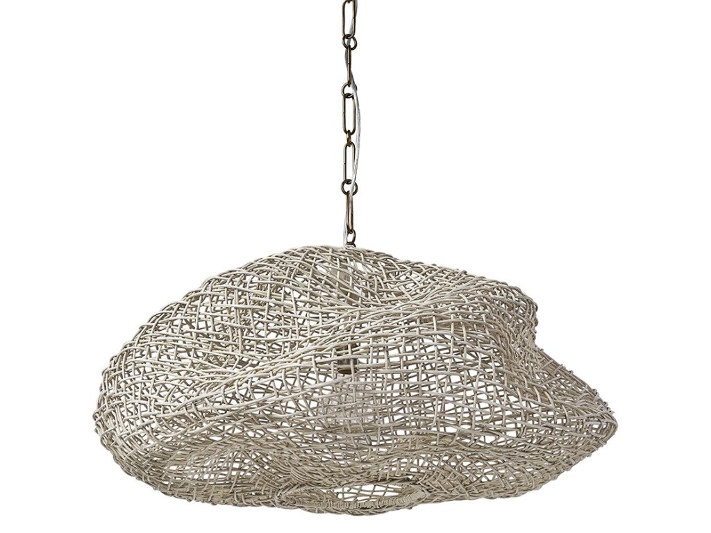 Andorra Wicker Pendant, Small, White - main image