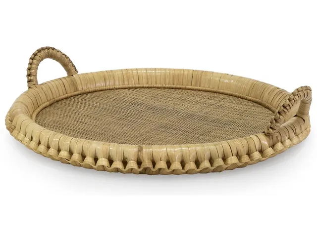 Kenis Braided Round Tray, Natural