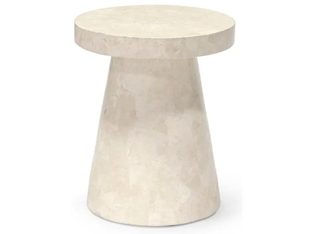Foley Stone Outdoor Side Table Short White