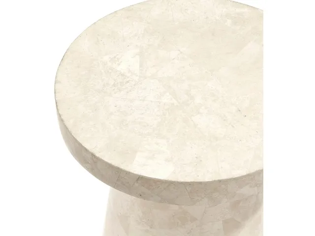 Foley Stone Outdoor Side Table Short White - Alternative View