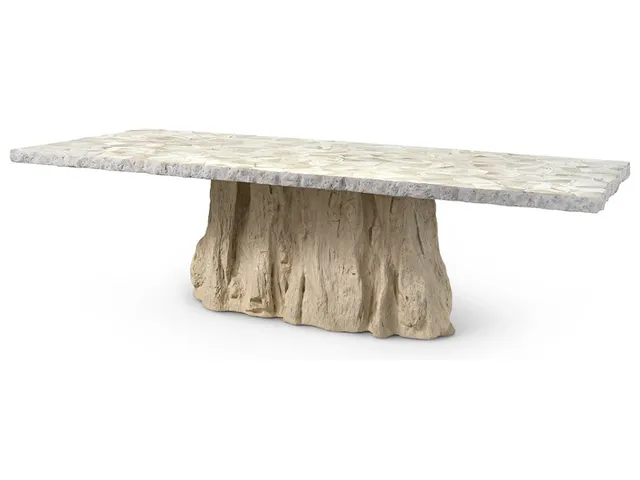 Camilla Fossilized Clam Dining Table, Rectangular