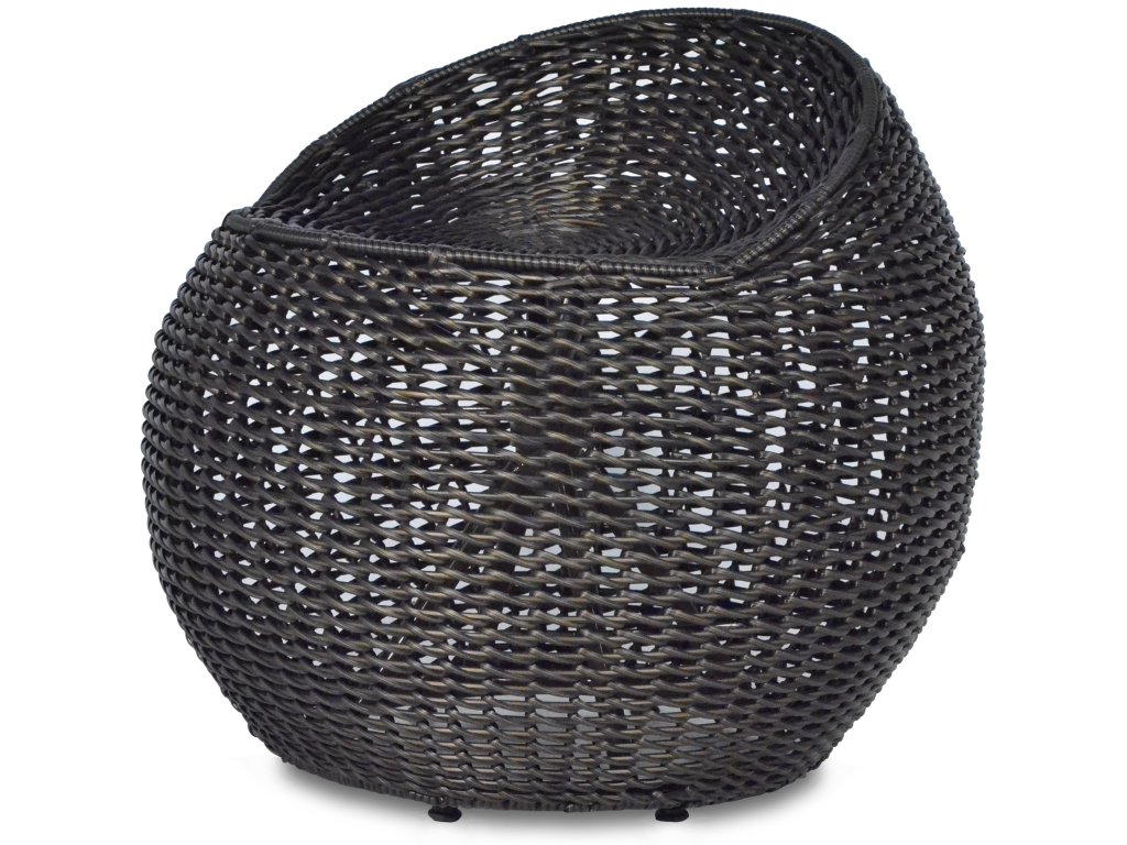 Outdoor Open Weave Wicker Swivel Stool, Espresso - main image