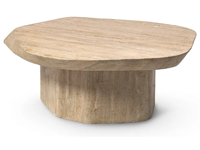 Algiers Travertine Outdoor Coffee Table, Short