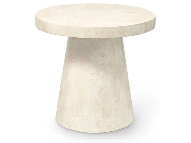 Foley Stone Outdoor Side Table Large, White