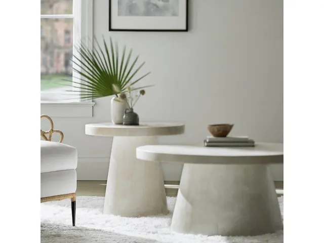 Foley Stone Outdoor Side Table Large, White