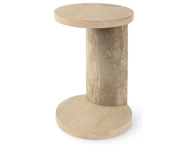 Lazlo Travertine C-Side Table