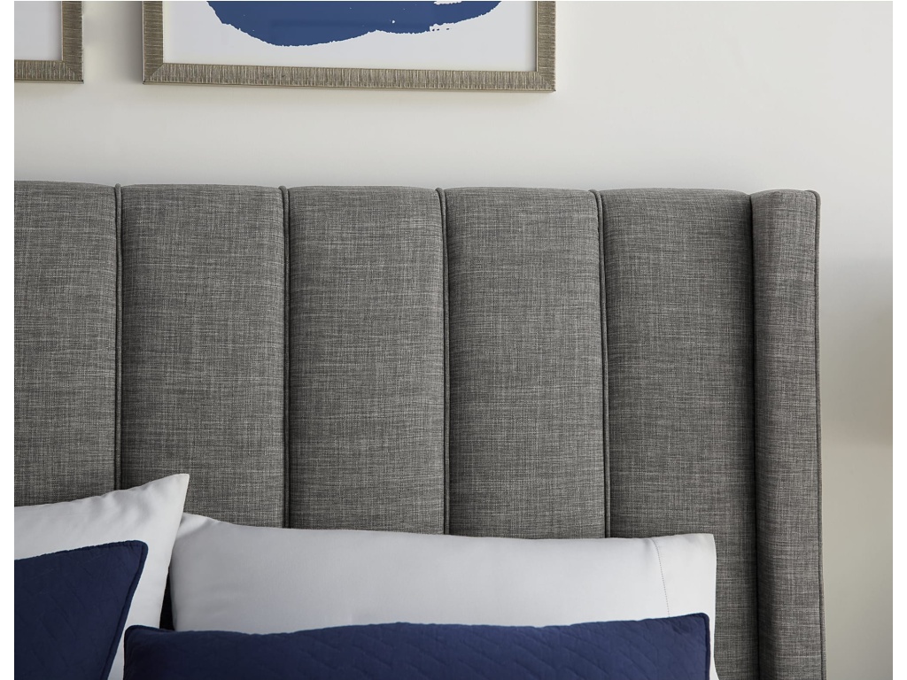 Palermo Upholstered Wingback Platform Bed in Dark Stone - main image