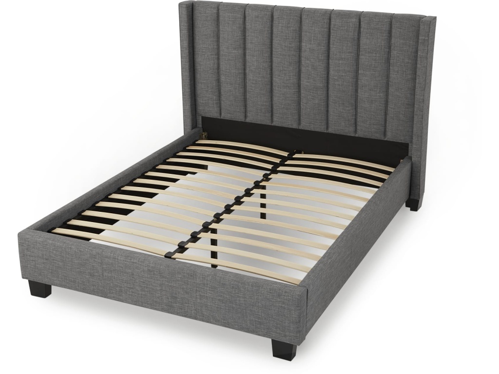 Palermo Upholstered Wingback Platform Bed in Dark Stone - image 3
