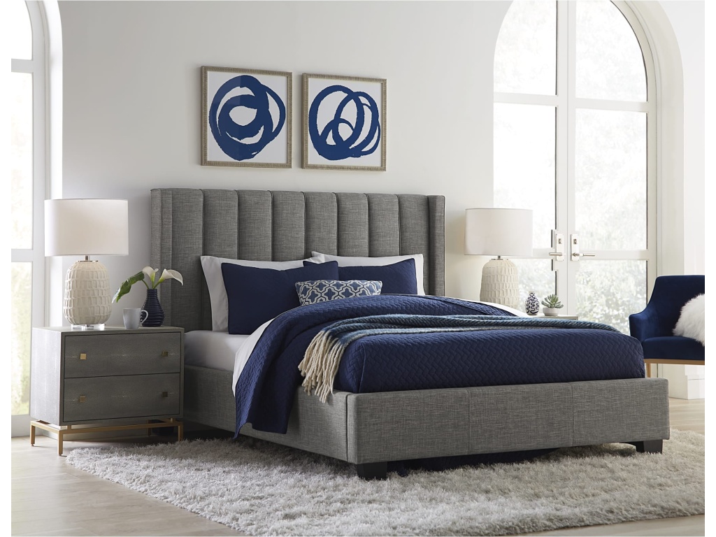 Palermo Upholstered Wingback Platform Bed in Dark Stone - image 4