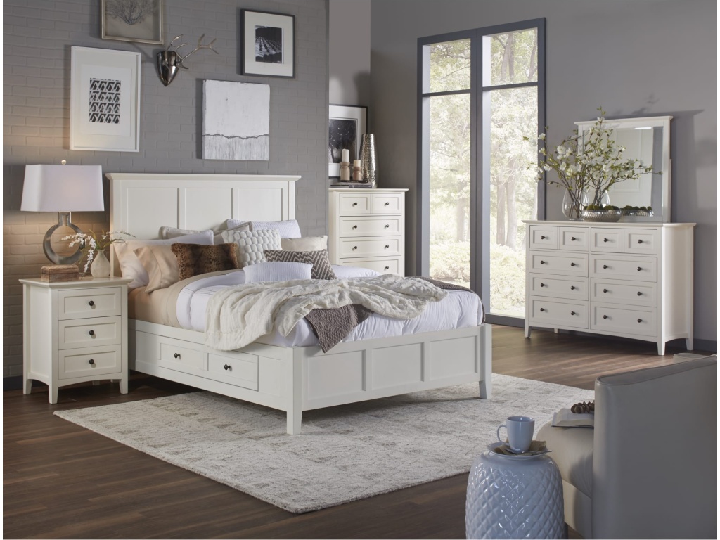 Paragon Four Drawer Wood Storage Bed in White - main image