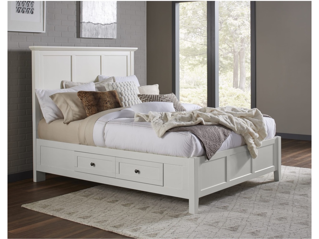 Paragon Four Drawer Wood Storage Bed in White - image 1