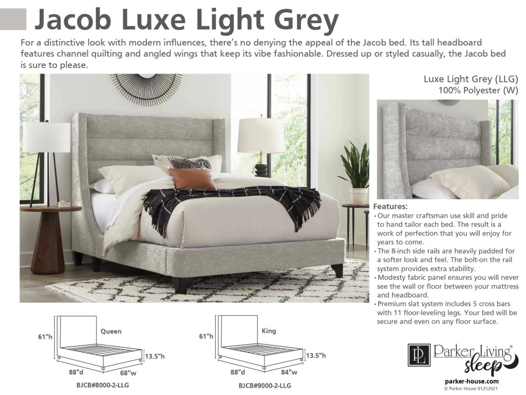 Luxe Light Grey Queen Headboard 5/ - image 1