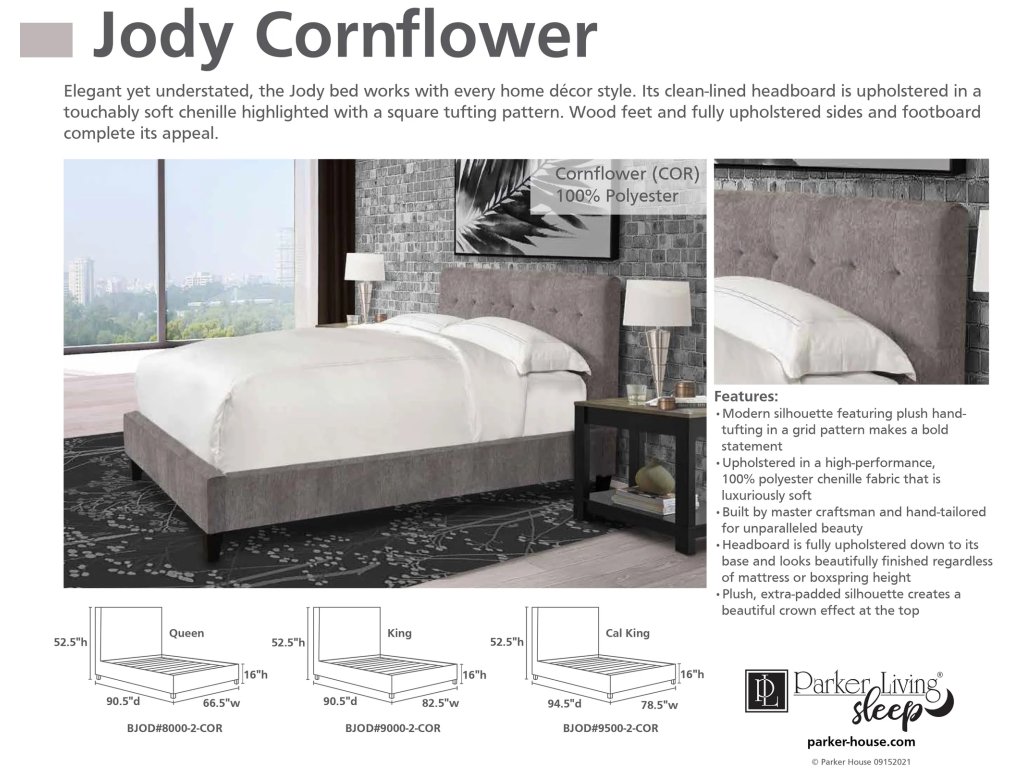 Cornflower Upholstered Bed Collection (Grey) - image 4
