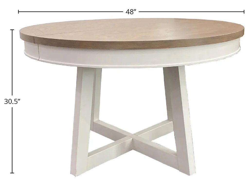 Americana Modern Dining 48-66" Round Dining Table And 4 Upholstered Chairs - image 1
