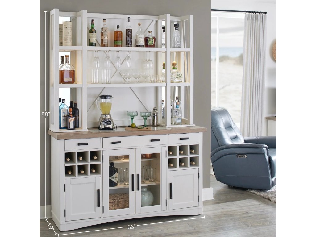 Americana Modern Dining 2Pc 66 In. Buffet / Bar Open Hutch With Quartz Insert - image 1