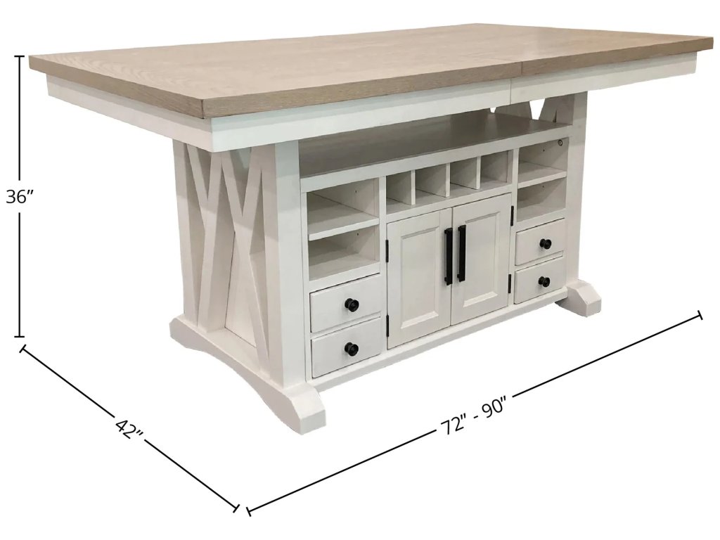 Americana Modern Dining Island Counter Height Table 72 In. X 42 In. To 90 In, (18 In Butterfly Leaf) - image 6