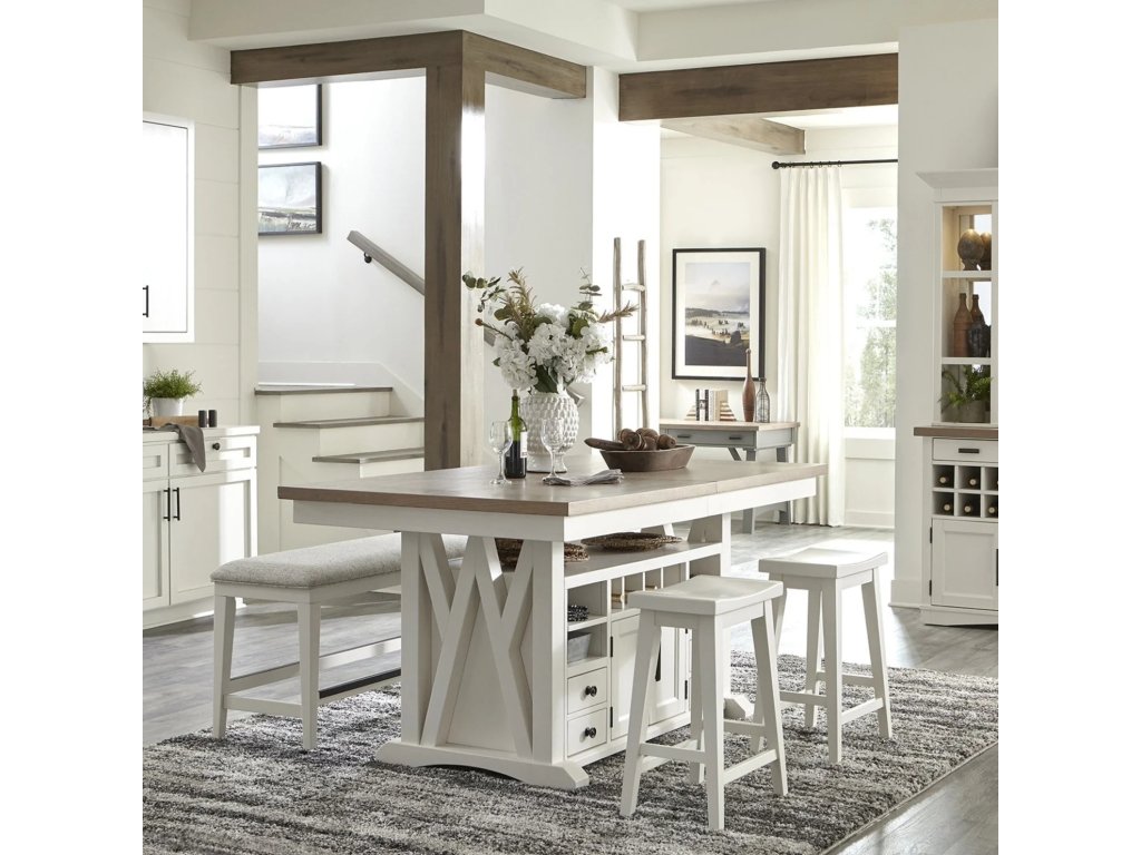 Americana Modern Dining Island Counter Height Table 72 In. X 42 In. To 90 In, (18 In Butterfly Leaf) - main image