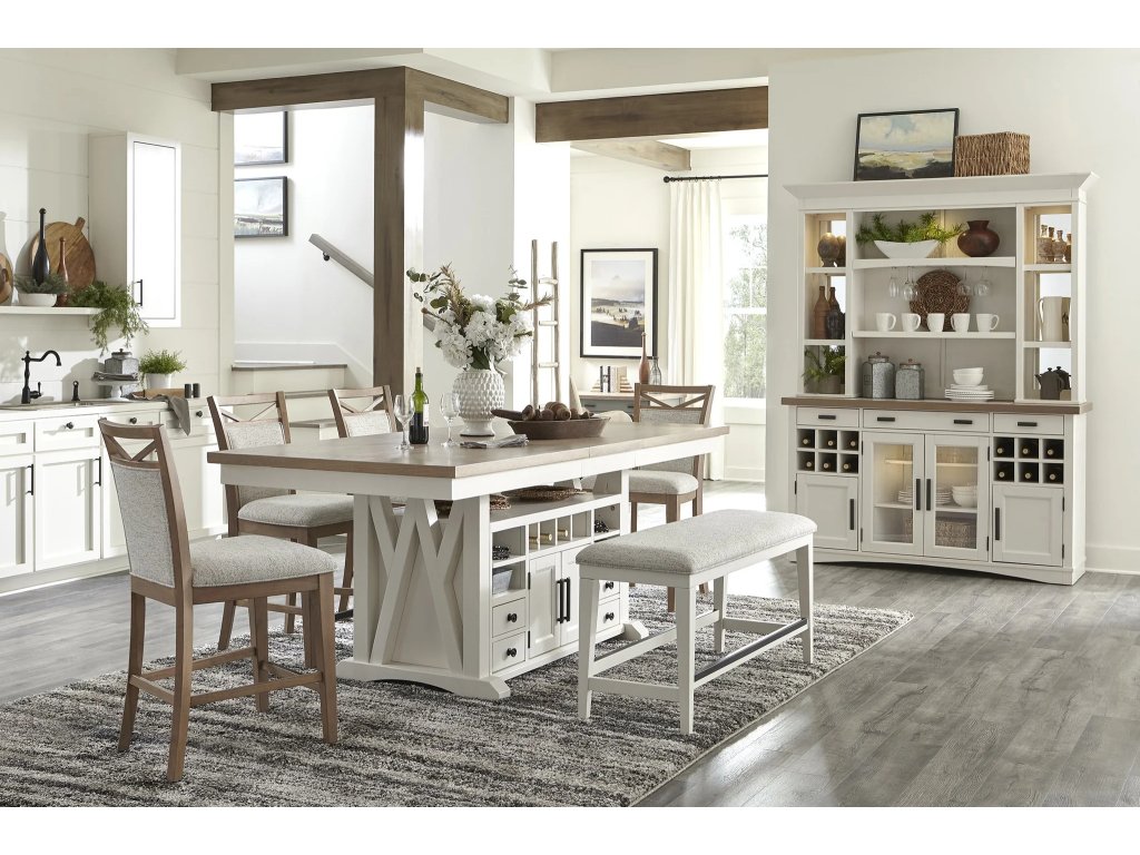 Americana Modern Dining Island Counter Height Table 72 In. X 42 In. To 90 In, (18 In Butterfly Leaf) - image 1