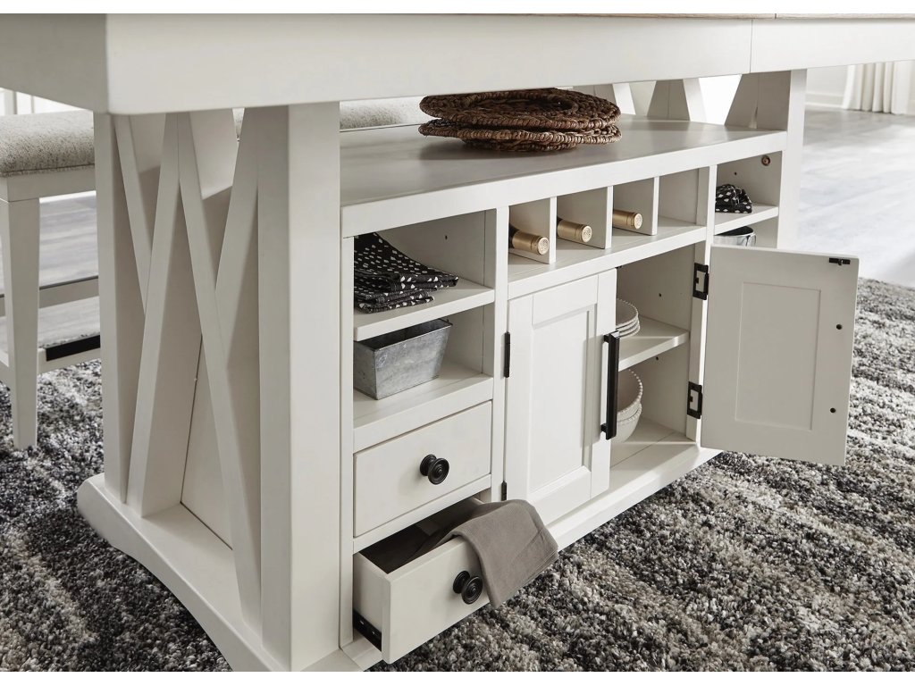 Americana Modern Dining Island Counter Height Table 72 In. X 42 In. To 90 In, (18 In Butterfly Leaf) - image 4