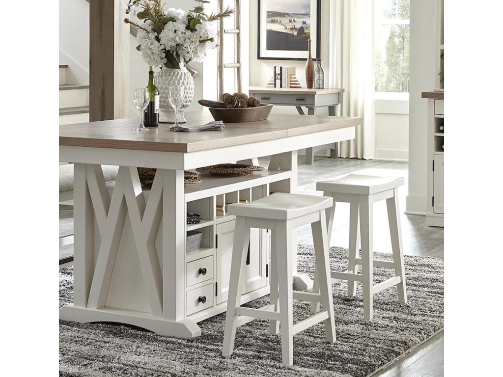 Americana Modern Dining Island Counter Height Table 72 In. X 42 In. To 90 In, (18 In Butterfly Leaf) - image 3