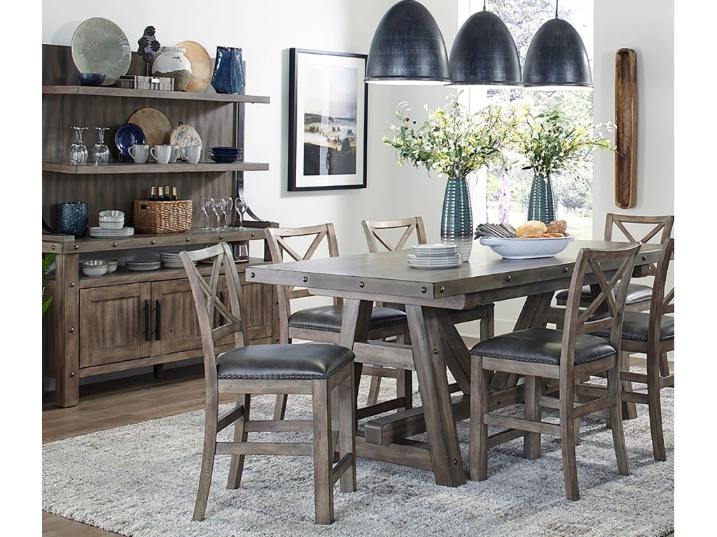 Dining 10 Piece 86 In. Counter Height Table With 6 Stools And Display Hutch - main image