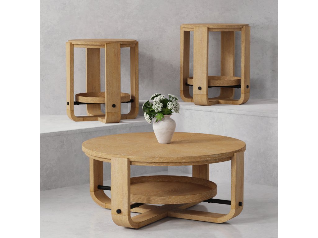 Round Cocktail Table With Shelf - image 6