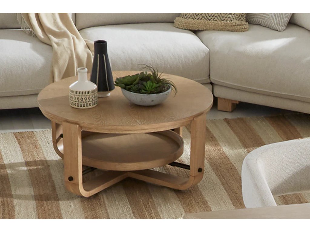 Round Cocktail Table With Shelf - image 2