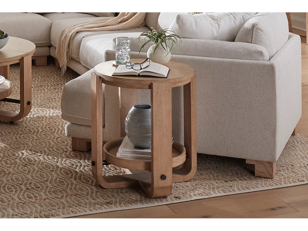 Round End Table With Shelf - image 1