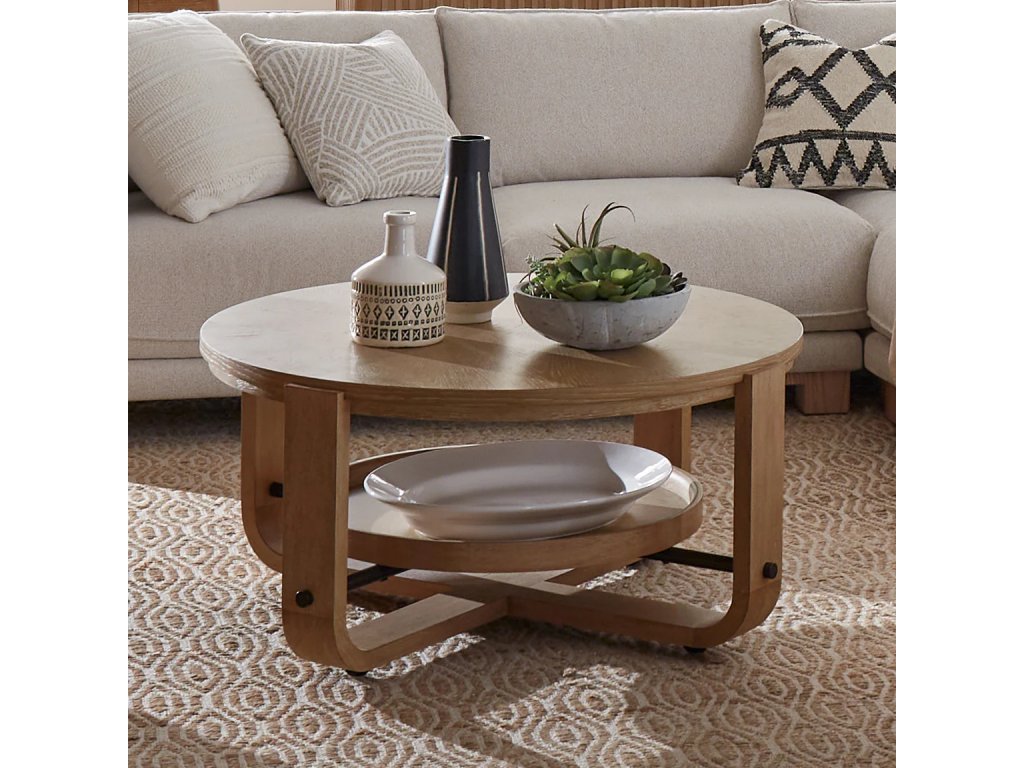 Round Cocktail Table With Shelf - main image