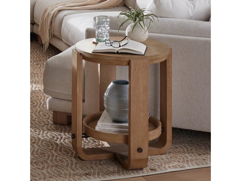 Round End Table With Shelf - main image