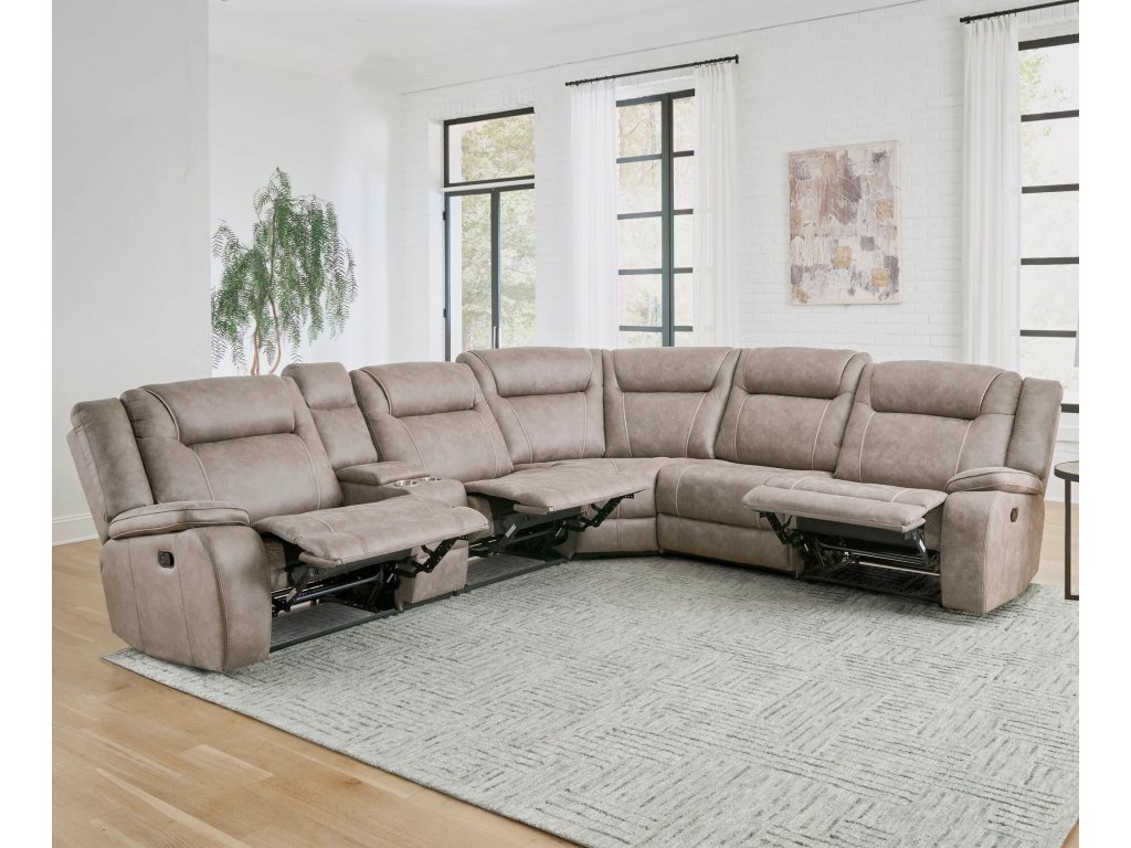Desert Taupe 6Pc Modular Reclining Sectional With Console - image 1