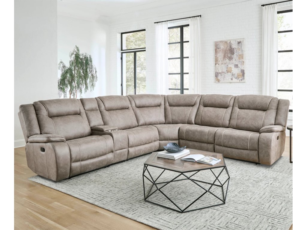 Desert Taupe 6Pc Modular Reclining Sectional With Console - main image